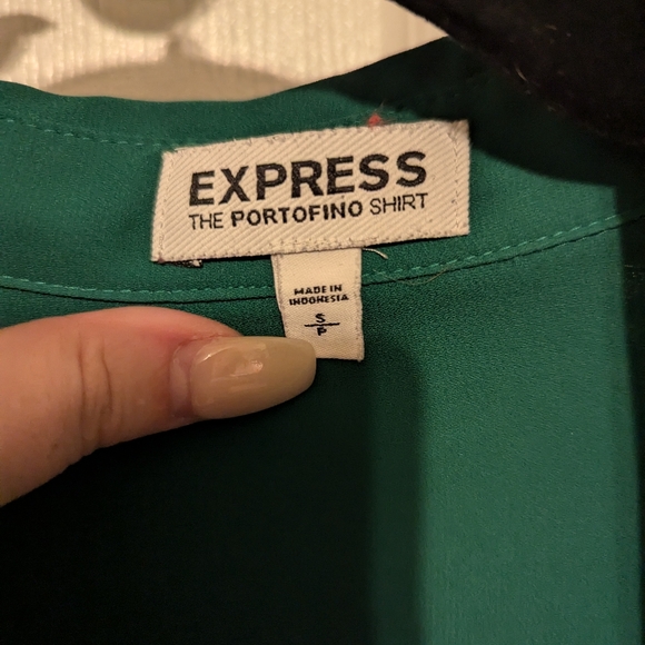 Green button down blouse, Express, Small - Picture 2 of 5